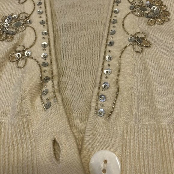 Angora/Cashmere Blend Cream Cardigan Sweater Med - Picture 3 of 6